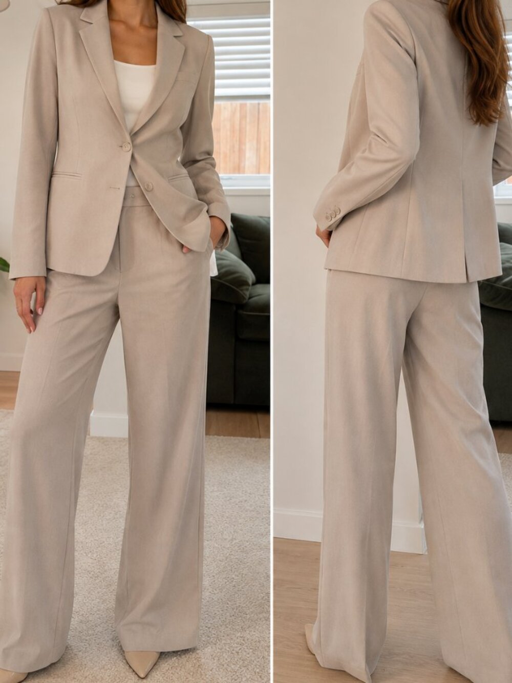 Ellen Tracy Women's Cream Pant Suit